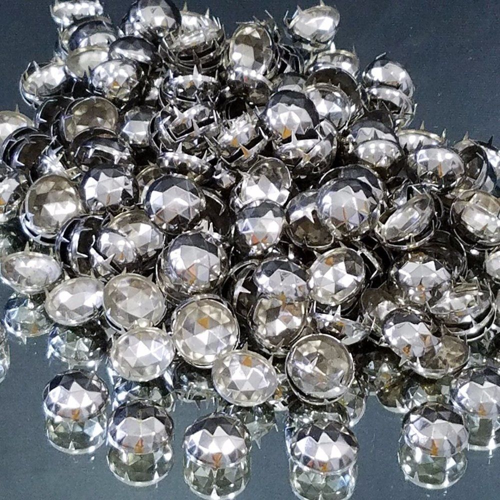 Silver Studs Large Domed 22 mm Denim Leather Shoes Upholstery 25 Pieces 7 Prong
